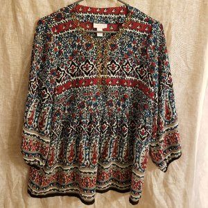 Paisley blouse with embellished front
